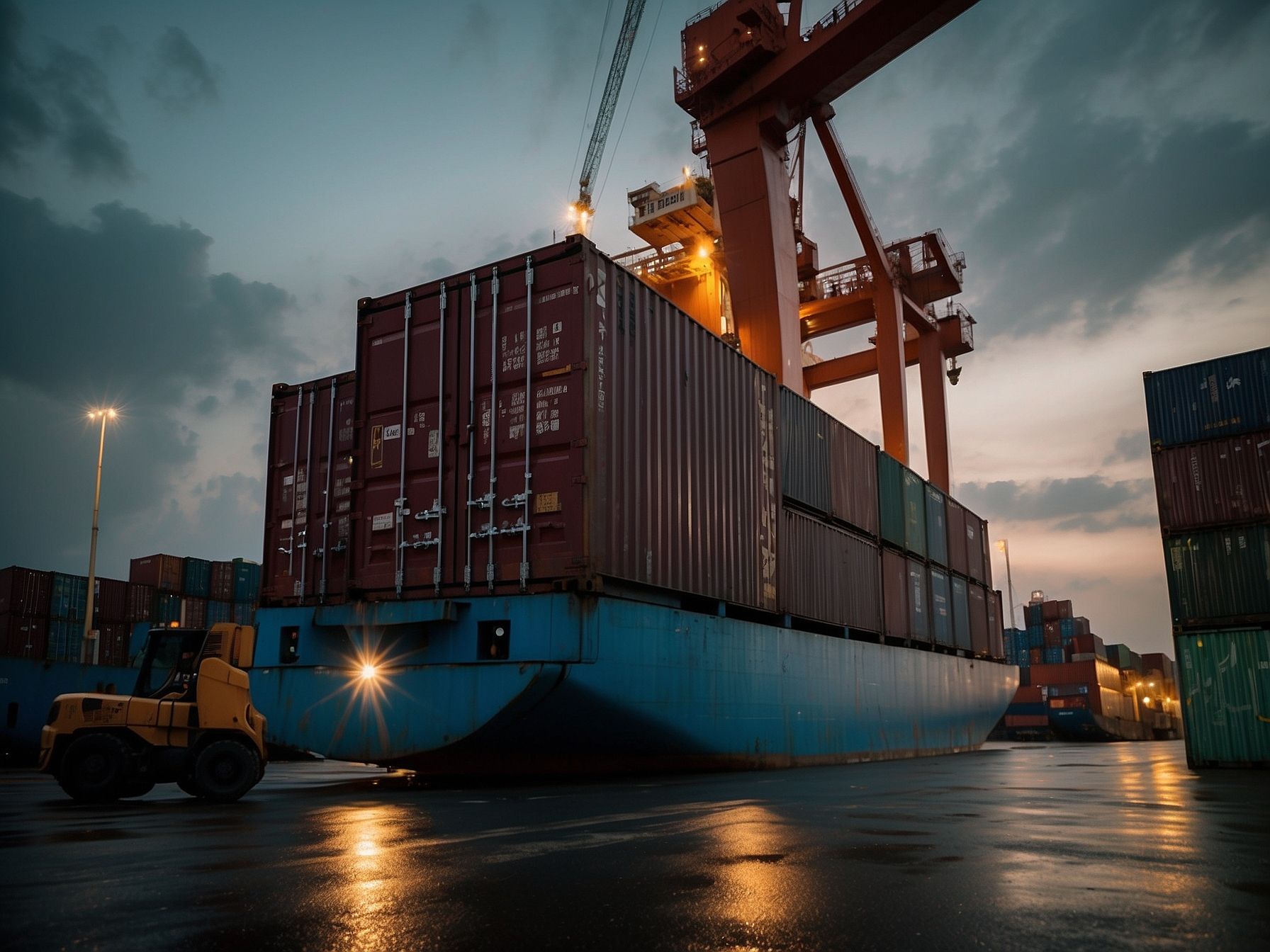 Kontena & kargo dimuat di Port Klang